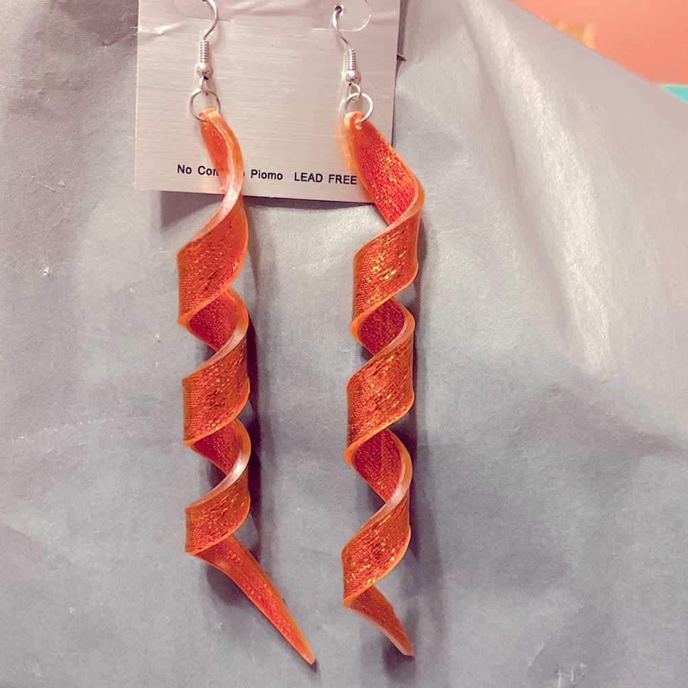 Orange Glitter Earrings